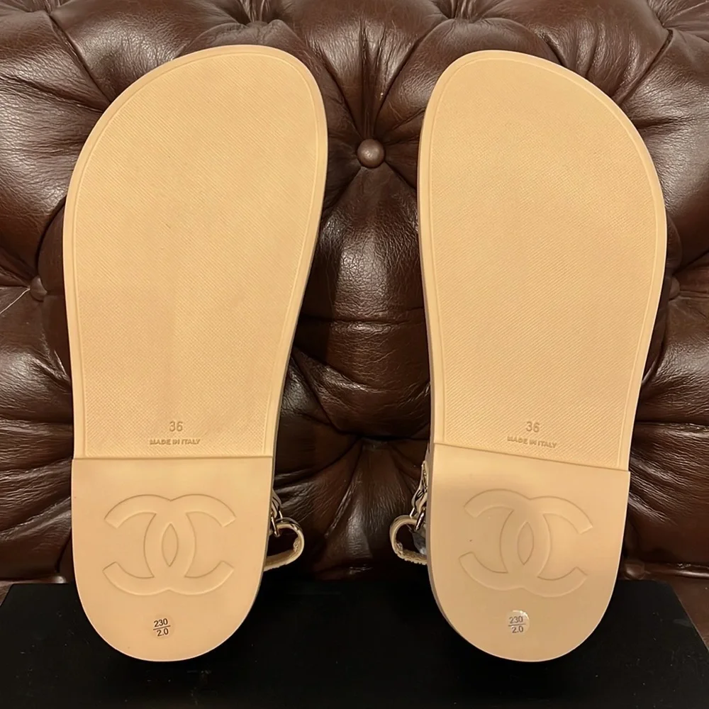 Authentic Chanel CC Dad Sandals 36